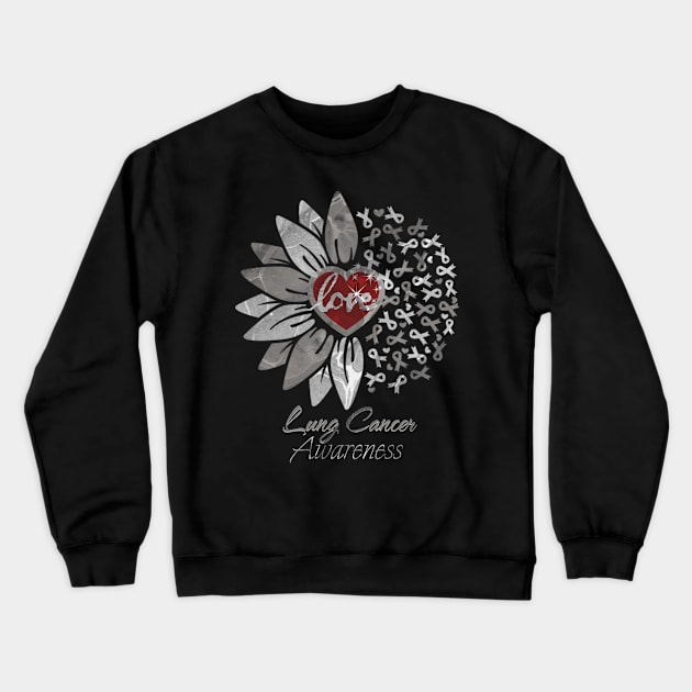 Lung Cancer Awareness Red Heart Edition Crewneck Sweatshirt by mythikcreationz
